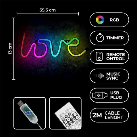 LAMPARA DECORATIVA NEON LED LOVE FOREVER - RTV100438-2