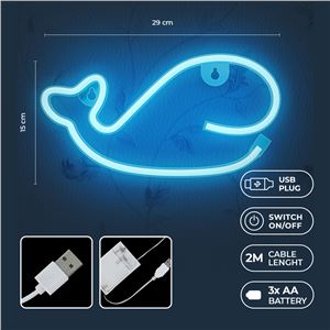 LAMPARA DECORATIVA NEON LED WHALE BLUE FOREVER - RTV100259-2