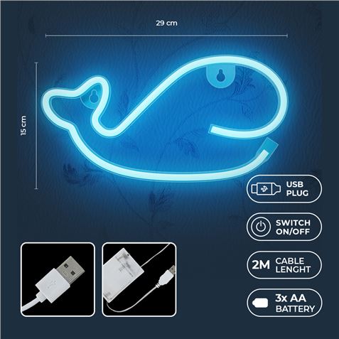 LAMPARA DECORATIVA NEON LED WHALE BLUE FOREVER - RTV100259-2