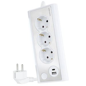 REGLETA 3 TOMAS + 2 USB CON CABLE 1.5METROS BLANCO NANOCABLE - 10.37.0013-W