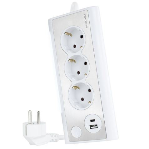 REGLETA 3 TOMAS + 2 USB CON CABLE 1.5METROS BLANCO NANOCABLE - 10.37.0013-W