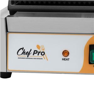 SANDWICHERA INDUSTRIAL SUPERFICIE MIXTA (RAYADA + LISA) 2200W CHEF PRO - CF0111-6
