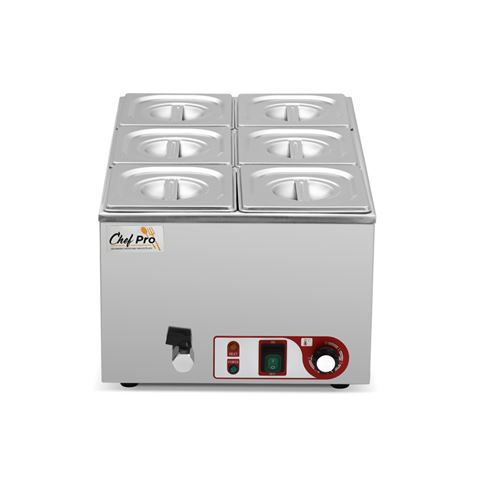BAÑO MARIA INDUSTRIAL 6 CUBETAS 1200W CHEF PRO - CF0114-2