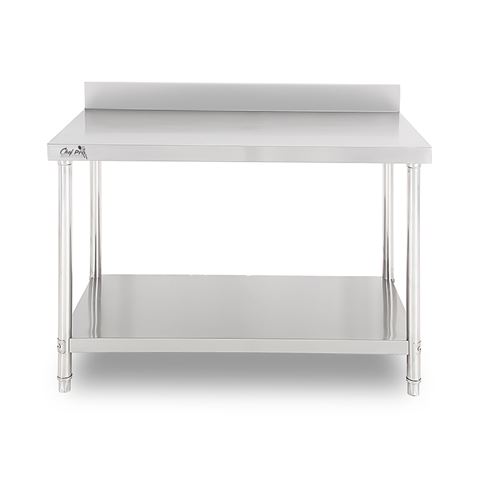 MESA DE TRABAJO ACERO INOXIDABLE 140X70X85CM CON RESPALDO CHEF PRO - CF0134-2