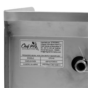 FREGADERO MURAL ACERO INOX PROFESIONAL CON GRIFO Y BACKSPLASH CHEF PRO - CF0143-10