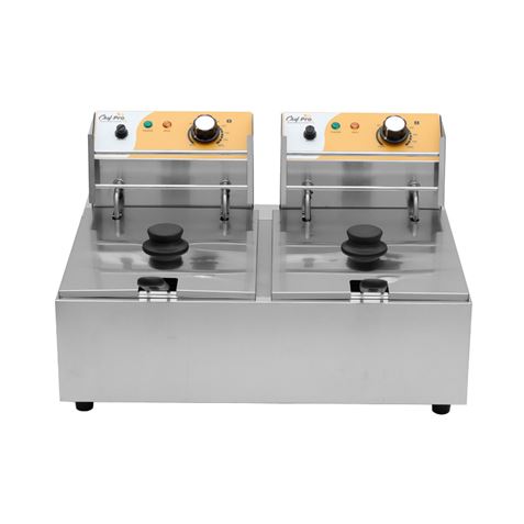 FREIDORA ELÉCTRICA PROFESIONAL DOBLE 9+9 LITROS 2X2500W CHEF PRO - CF0101-2