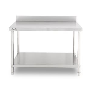 MESA DE TRABAJO ACERO INOXIDABLE 120X70X85CM CON RESPALDO CHEF PRO - CF0132-2