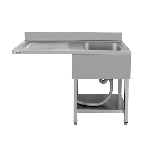 FREGADERO INDUSTRIAL 140X70X85CM CUBETA DERECHA Y ESTANTE CHEF PRO - CF0140-2