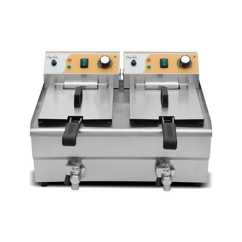 FREIDORA ELÉCTRICA PROFESIONAL 10+10 LITROS 2X3000W CHEF PRO - CF0105-2