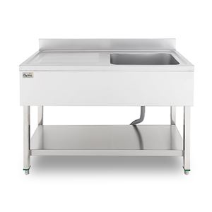 FREGADERO INDUSTRIAL 140X70X85CM CUBETA DERECHA Y ESTANTE CHEF PRO - CF0142-2