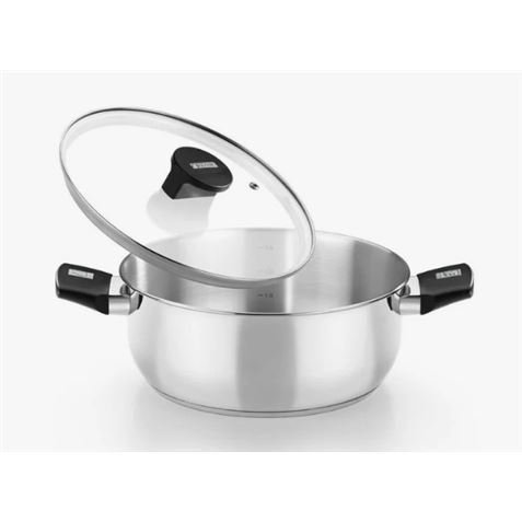 CACEROLA ACERO INOX CON TAPA VIDRIO 16CM ELITE MONIX - M240316
