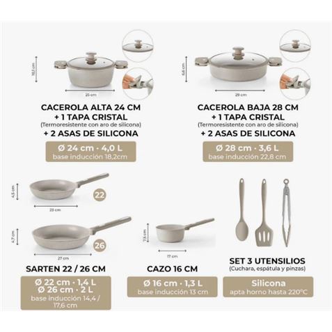 BATERIA DE COCINA 10 PIEZAS DENMARK MONIX - M689901-1