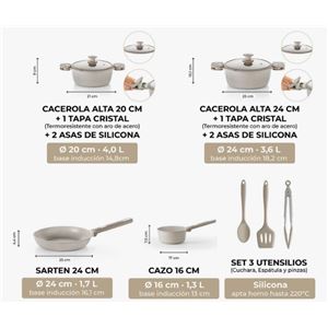 BATERIA DE COCINA 9 PIEZAS DENMARK MONIX - M689902-1