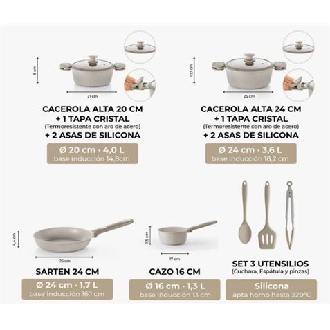BATERIA DE COCINA 9 PIEZAS DENMARK MONIX - M689902-1