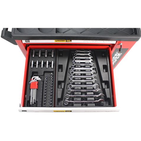 CARRO DE HERRAMIENTAS C.V. 156 PIEZAS 7 PARTICIONES MADER - 51312-4