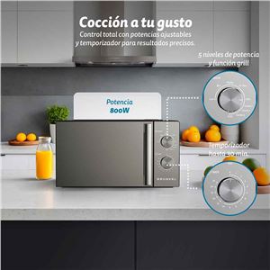 MICROONDAS CON GRILL 20 LITROS 800W CON ESPEJO GRUNKEL - MWG-20ESPEJO-1