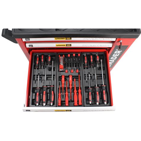 CARRO DE HERRAMIENTAS C.V. 156 PIEZAS 7 PARTICIONES MADER - 51312-5