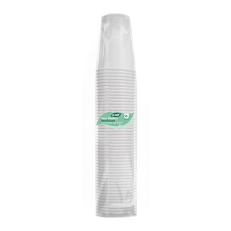 PACK 50 VASOS PLASTICOS BLANCO 250CC ALGON - BA01054376559-1