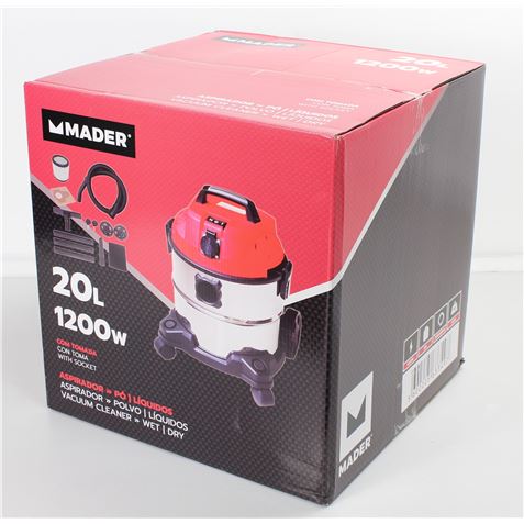 ASPIRADORA INOX POLVO-LÍQUIDOS 20 L. 1.200 W. MADER - 63349-1