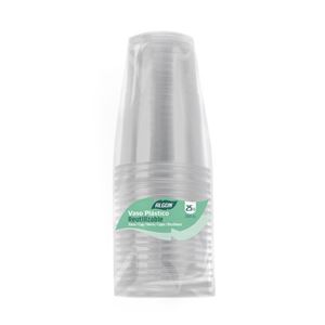 PACK 25 VASOS PLASTICOS TRANSPARENTE 250CC ALGON - BA01054376566-1