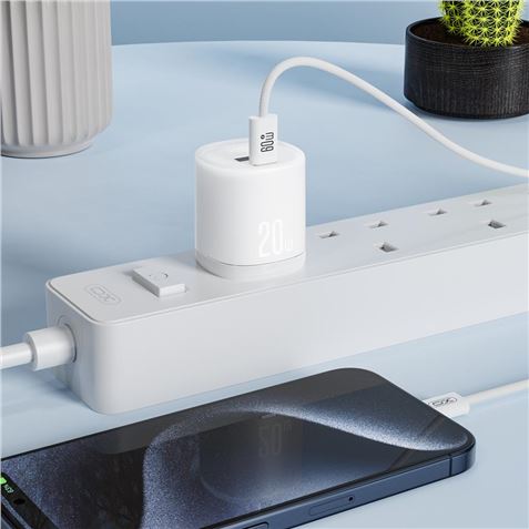 CARGADOR RAPIDO USB-A / USB-C 20W CON CABLE TIPO C L144 BLANCO XO - XOL144TCWH-2