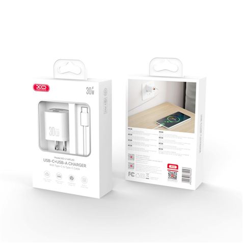 CARGADOR USB+USB-C 30W L149 CON CABLE TIPO C BLANCO XO - XOL149TCWH-2