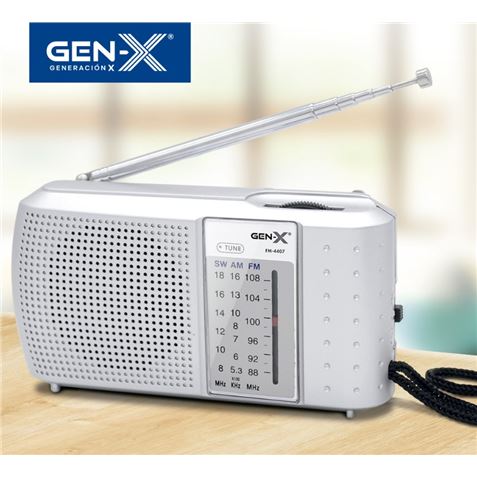 RADIO PORTATIL AM/FM/SW TRES BANDAS GRIS FM-4407 GEN-X - FM-4407