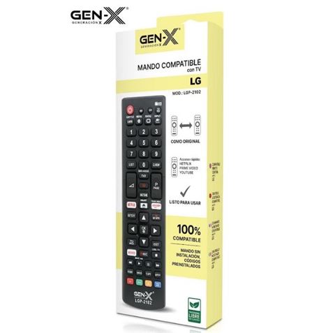 MANDO UNIVERSAL PEQUEÑO PARA TELEVISORES LG LGG-2102 GEN-X - LGG-2102