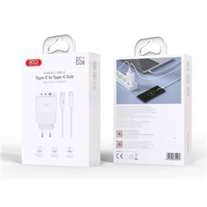 CARGADOR 2X TIPO C + USB 65W CARGA RAPIDA + CABLE TIPO C XOL139 XO - XOL139TC-1