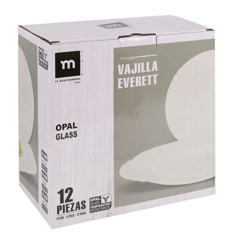 VAJILLA 12 PIEZAS REDONDA BLANCO OPAL EVERETT - 1116NZ512-1