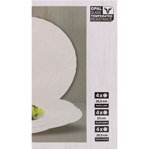 VAJILLA 12 PIEZAS REDONDA BLANCO OPAL EVERETT - 1116NZ512-2