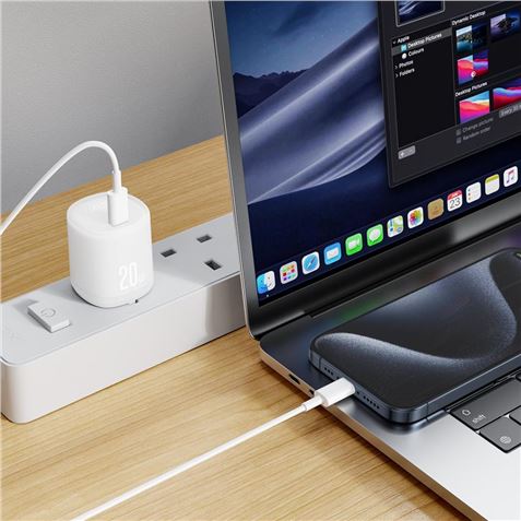 CARGADOR RAPIDO USB-C 20W CON CABLE LIGHHTNING L143 BLANCO XO - XOL143LGWH-2