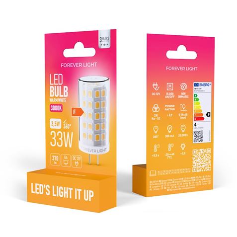 BOMBILLA LED G4 3.5W 12V 370 LUMEN LUZ CALIDA FOREVER - RTV9000064