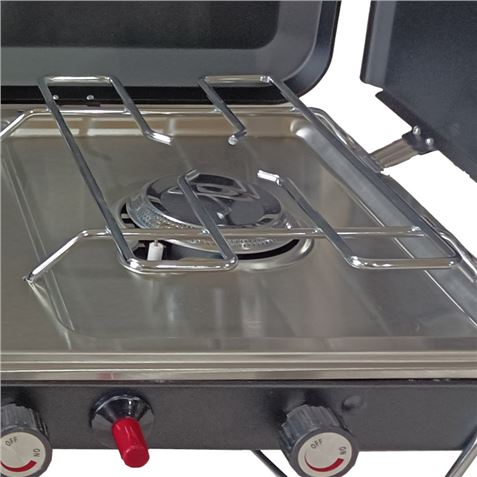 COCINA DE GAS PORTATIL PREMIUM OUTDOOR PLANCHA + DOBLE QUEMADOR MUVIP - MV0666-2