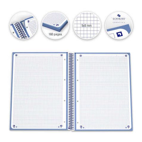 CUADERNO ESPIRAL TAPA DURA AZUL A4+ CUADRICULADO 5X5 OXFORD - 100430197-1