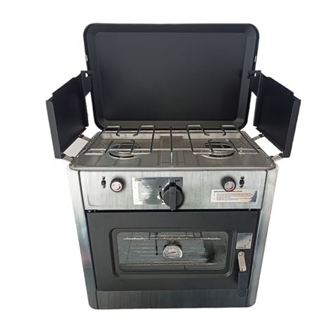 REAC COCINA 2 FUEGOS CON TAPA + HORNO DE GAS CON SISTEMA DE SEGURIDAD MUVIP - MV0623-1