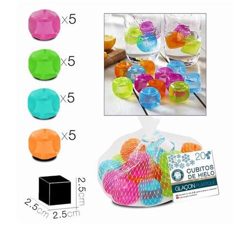 SET 20 CUBITOS DE HIELO REUTILIZABLES COLORES - 14778
