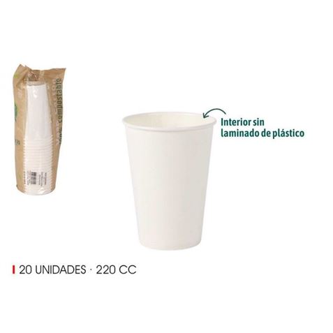 SET 20 VASO BLANCO CARTON 220CC ALGON - BA01054076853