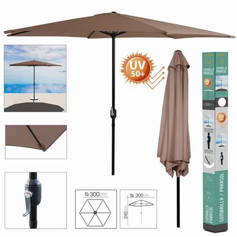 SOMBRILLA JARDIN 300CM METROS MARRON - 88793