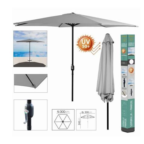 SOMBRILLA JARDIN 300CM METROS GRIS - 88794