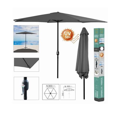 SOMBRILLA JARDIN 300CM METROS ANTRACITA - 88795