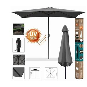 SOMBRILLA JARDIN 3X2 METROS UV50+ ANTRACITA - 88799