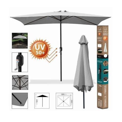SOMBRILLA JARDIN 3X2 METROS UV50+ GRIS - 88798