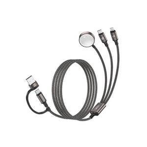 CABLE USB-A/C 3 EN 1 2X USB-C Y CARGADOR MAGENTICO PARA SMARTWATCH CX040 XO - XOCX040BK