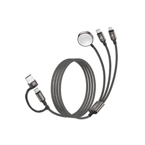 CABLE USB-A/C 3 EN 1 2X USB-C Y CARGADOR MAGENTICO PARA SMARTWATCH CX040 XO - XOCX040BK