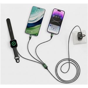 CABLE USB-A/C 3 EN 1 2X USB-C Y CARGADOR MAGENTICO PARA SMARTWATCH CX040 XO - XOCX040BK-2