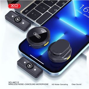 MICRÓFONO INALAMBRICO DE SOLAPA CON ESTUCHE DE CARGA MC12 XO - XOMC12-6