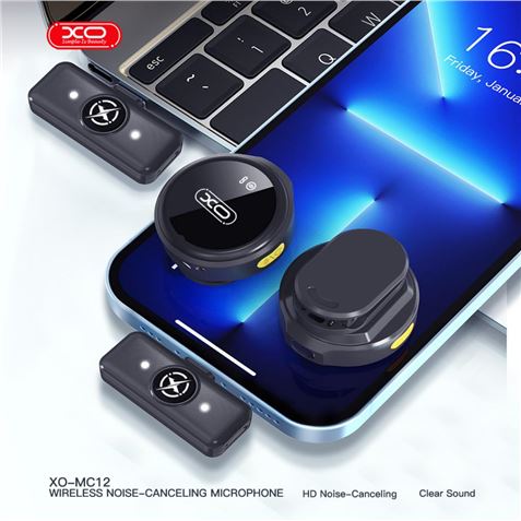 MICRÓFONO INALAMBRICO DE SOLAPA CON ESTUCHE DE CARGA MC12 XO - XOMC12-6