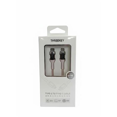 CABLE TIPO C A TIPO C 1 METRO 60W THREEKEY ROSA - TKNB05TCPK