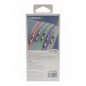 CABLE TIPO C A TIPO C 1 METRO 60W THREEKEY VIOLETA - TKNB05TCPR-1